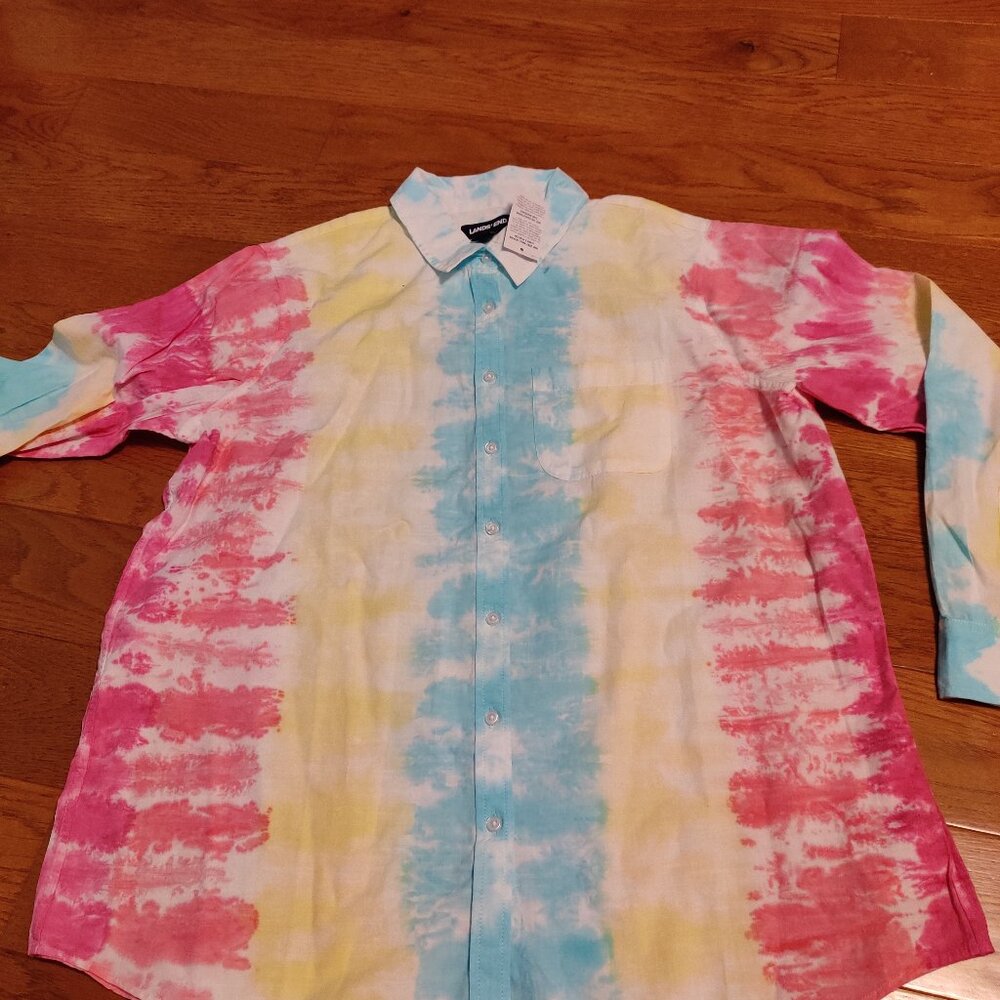 New with tags tie dye Tunic blouse, Lands End, PL